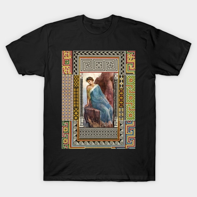 ANTIQUE ROMAN WOMAN FIGURE WITH POMPEII MOSAICS PATCHWORK T-Shirt by BulganLumini